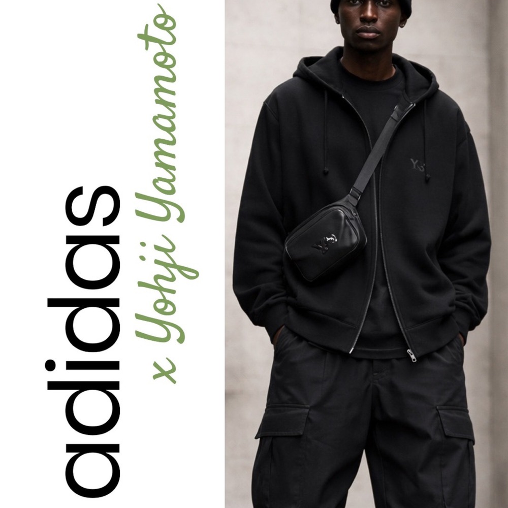 Adidas Y3 Yohji Yamamoto Black Dual Zip Hoodie Elevated Streetwear Quiet Luxe, S